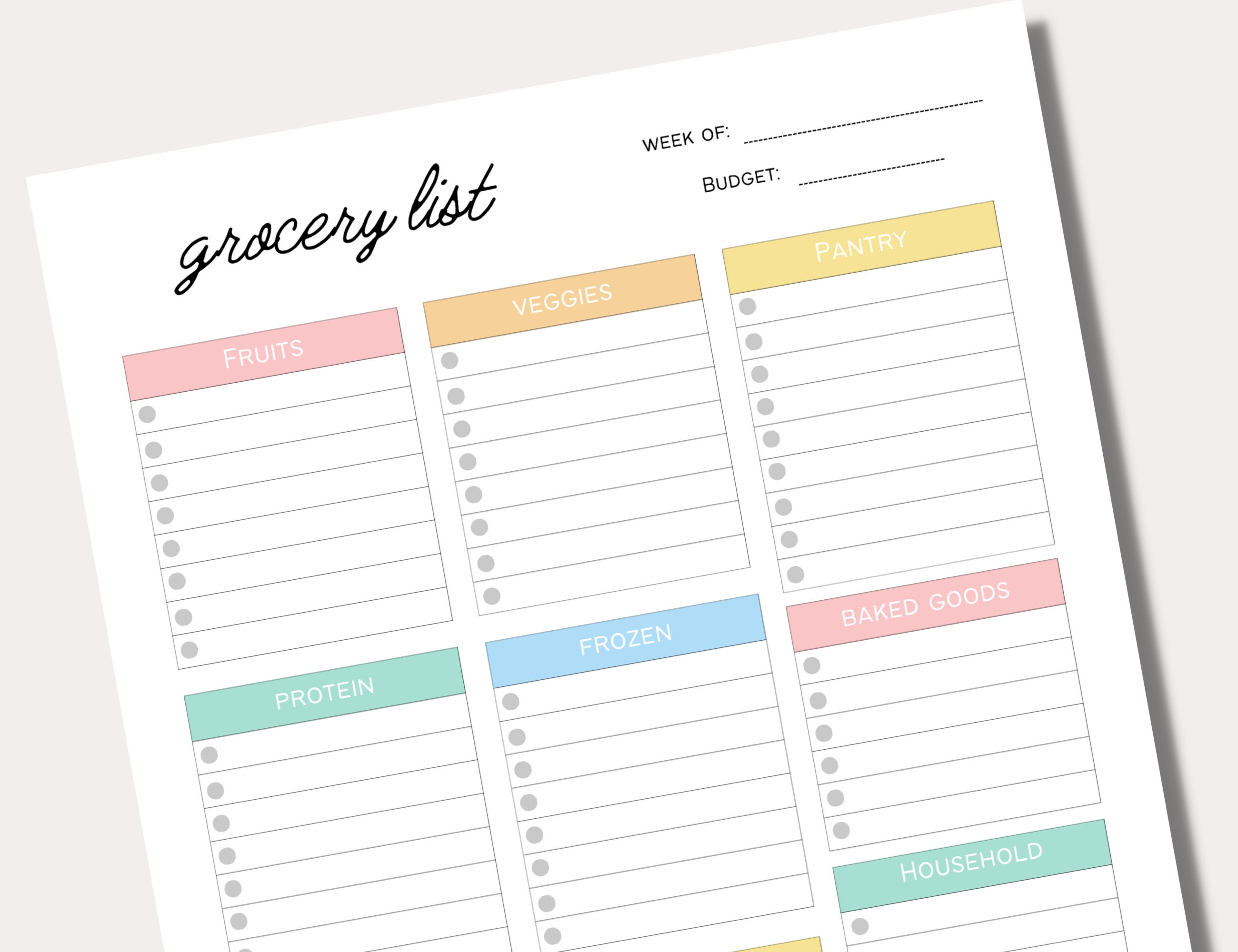 Printable Weekly Meal Planner | Printable Grocery List | Meal Plan ...