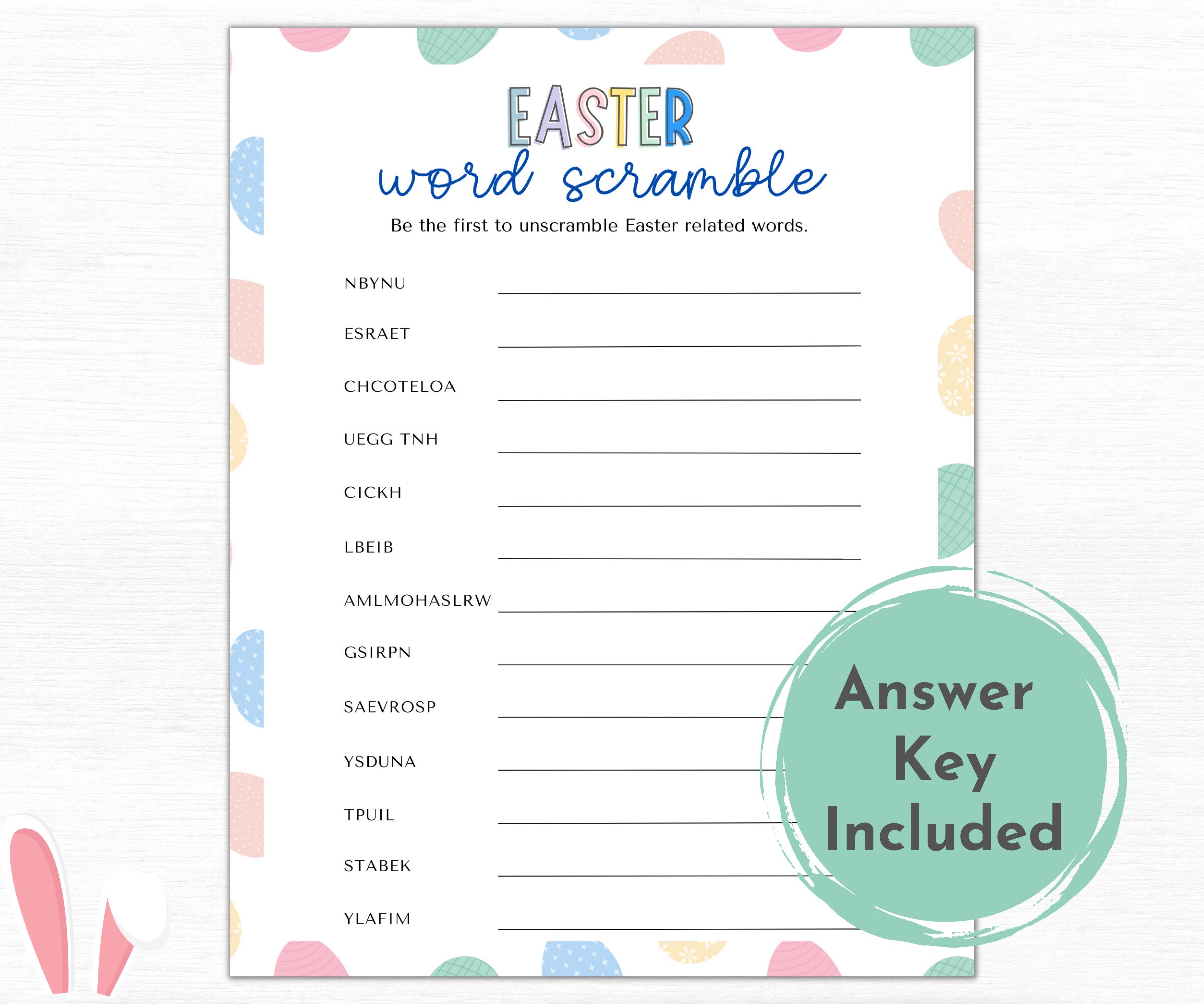 Printable Easter Word Scramble Game | Family Game Night | Easter ...