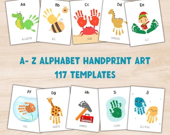 Alphabet Handprint Book | Handprint Art Keepsake | Toddler and Preschool Handprint Activity | ABC Handprint Memory Book