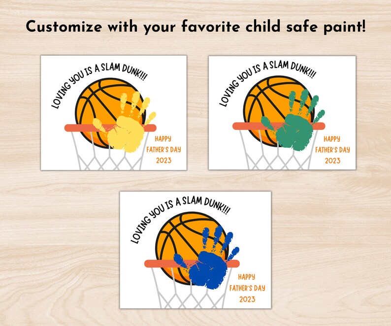 Father's Day Handprint Craft Printable Basketball Etsy España
