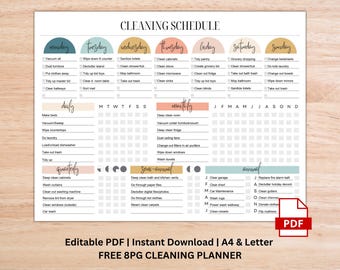 Editable Cleaning Schedule | Daily Weekly Annual Cleaning Checklist | Family Chore Chart | AHD Cleaning Checklist | Cleaning Planner