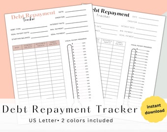 Printable Debt Tracker | Debt Snowball | Debt Payoff Tracker | Debt Payment Tracker | Credit Card Debt Payoff