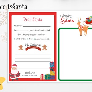 Carta a Papá Noel imprimible / Carta de Querido Papá Noel / Plantilla de carta de Papá Noel / Carta para niños a Papá Noel