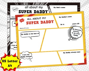 All About My Dad Comic Strip Questionnaire | First Father's Day Activity | Dad Interview Keepsake | Fill in the Blank Father's Day Card