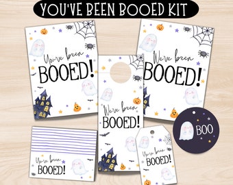Descarga imprimible de "Te han abucheado" / Tradición vecinal de Halloween / Kit de "Te han abucheado" / Letrero de "Nos han abucheado" / Boo Gram / Etiquetas de regalo