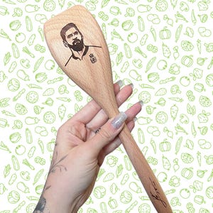 Leo Messi Fan Gift, Lionel Messi Wooden Spoon, Soccer Fan Gifts, Handmade Engraved Wooden Spoon