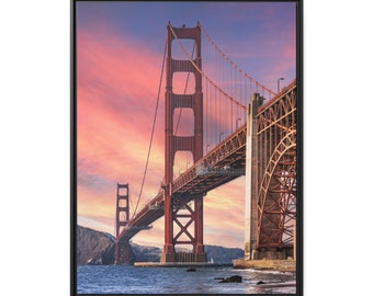 San Francisco Golden Gate Bridge Matte Canvas, Black Frame