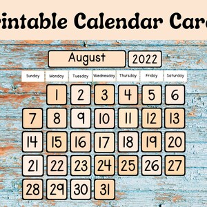 Printable Classroom Calendar Cards- Shades of Tan- Calming Colors- Instant Download