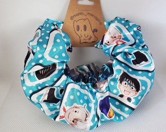 Lot de 3 : chouchous en satin inspirés d'anime de patinage sur glace Yuuri/Viktor Nikiforov/Makkachin/Yurio