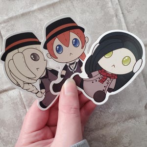 Stray Dogs Stormbringer Inspired Stickers-Chuuya, Verlaine, Rimbaud, Albatross, Piano Man, Doc, Lippmann, and Iceman