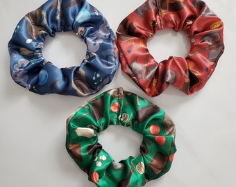 Adventure Pack: Set of 3 Satin Scrunchies Wizard/Dwarf/Halfling Themed