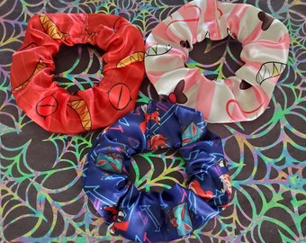 Demon Hotel Inspired Set of 3 Satin Scrunchies Alastor/Vox/Angel/Lucifer