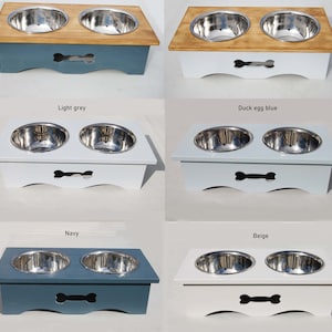 Non-slip SOLID WOOD Pet Double Bowls Raised Stand Dog Food Feeding Station