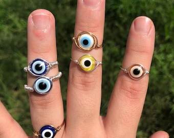 Customizable Evil Eye Wire Rings