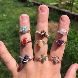 Customizable Stone Bead Wire Rings