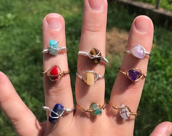 Customizable Stone Bead Wire Rings