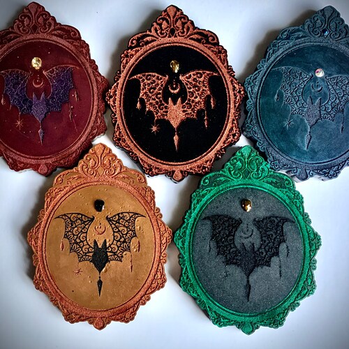 Victorian Goth Wall Art Lace Flying Bat With Crystals Etsy