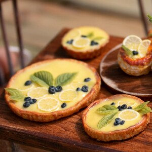 Miniature realistic lemons pie, lemons tart, 1 6 scale, 1 12 scale, Dollhouse miniature, Fake food