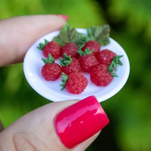 Miniature realistic raspberry, Berries for dollhouse, 1/6 raspberry
