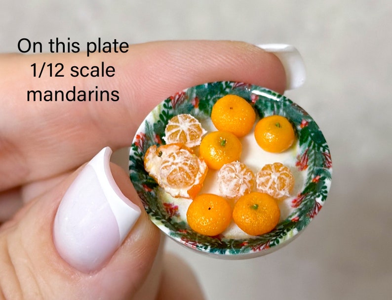 Miniatur Mandarinen 1/6 Skala, 1/12 Skala, Geschälte Mandarinen, Mini Früchte für ein Puppenhaus, Realistische Früchte aus Fimo Bild 3