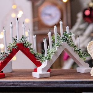 Miniature Christmas Candlestick 1/6 scale for a dollhouse, For blythe, For dioramas