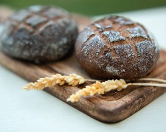 Miniature Dark Round Bread, 1/6 Scale Doll Food
