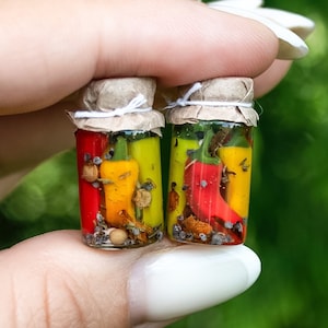 Miniatur Dose mit Gurken, Miniatur Paprika, Maßstab 1/12, Puppenhaus, Miniaturküche, Puppenessen