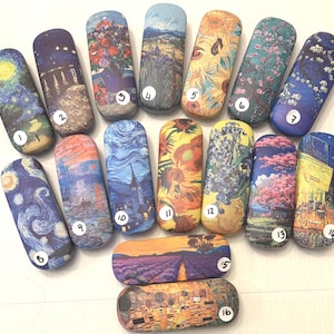 Glasses  Hard Case: Van Gogh and Klimt Artwork. Art Lovers Dream.
