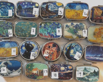 Pill Boxes:  Featuring Van Gogh, Klimt and others in that time period.