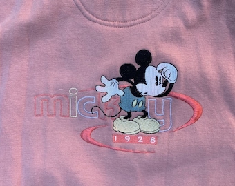 Vtg 1990s Mickey Mouse Disney Mickey & Co Brazos Sportswear 1/2 Zip Sweatshirt Women's Size (L) / Embroidered / Streetwear / Retro Disney