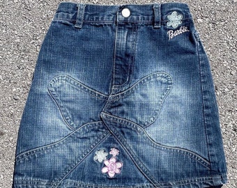 Vtg 2003 Barbie Denim Jean Skirt Mattel Youth Size (6) / Embroidered / Vtg Kids / Girls Clothing / Elastic Waist / Spring Skirt / Streetwear