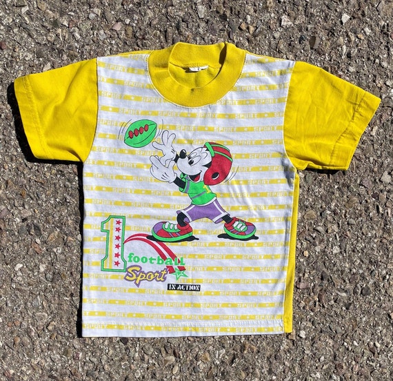Vtg Mickey Mouse Football Sport Disney T-Shirt Yo… - image 1