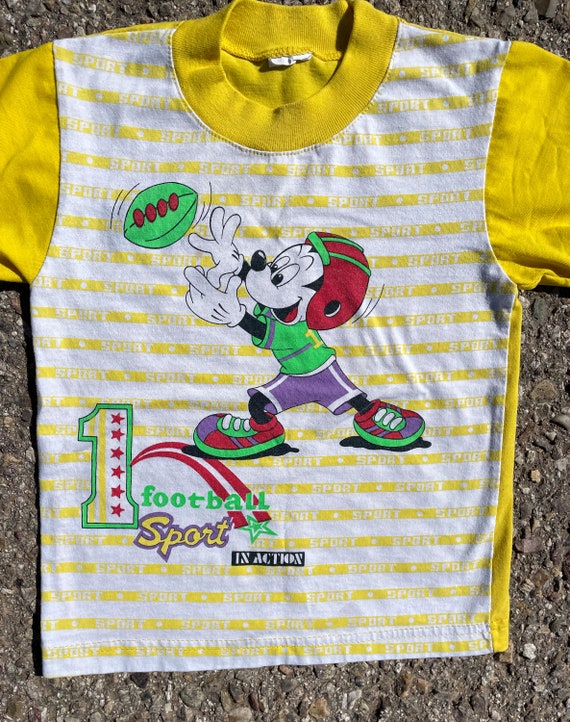 Vtg Mickey Mouse Football Sport Disney T-Shirt Yo… - image 4