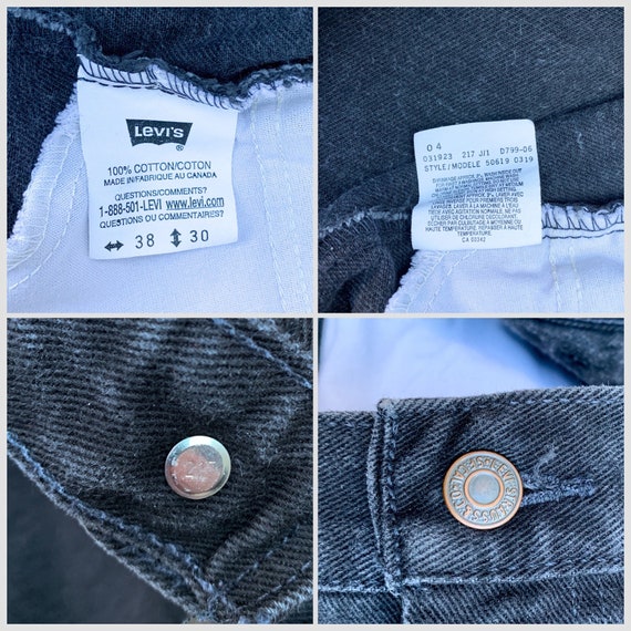 Vtg 1990s Levi's 506 Orange Tab Black Denim Jeans… - image 4