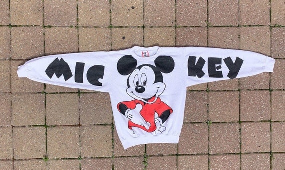 Vtg 1990s Mickey Mouse AOP Double Sided Big Spell… - image 1