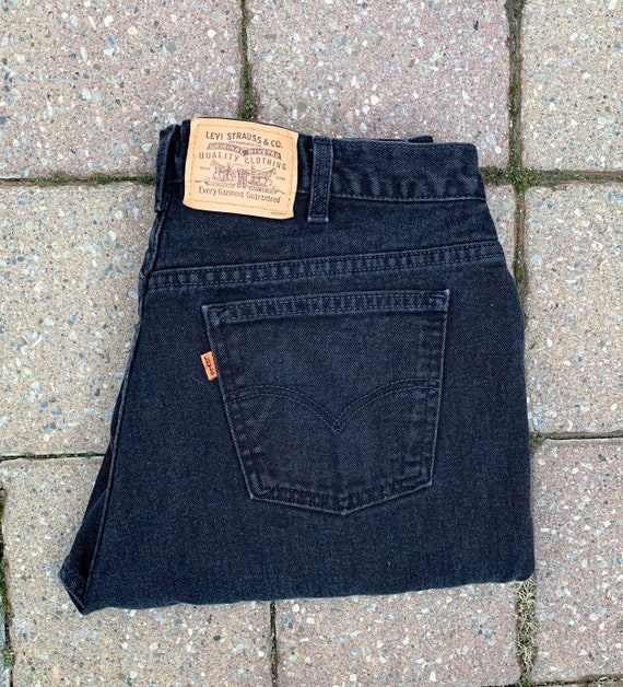 Vtg 1990s Levi's 506 Orange Tab Black Denim Jeans… - image 1