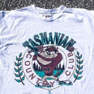 Camiseta clásica de golf Taz Tasmanian Country Club de 1995, Looney Tunes Warner Bros., talla XL para hombre / Dibujos animados retro / Camiseta de golf clásica / Camiseta gráfica clásica