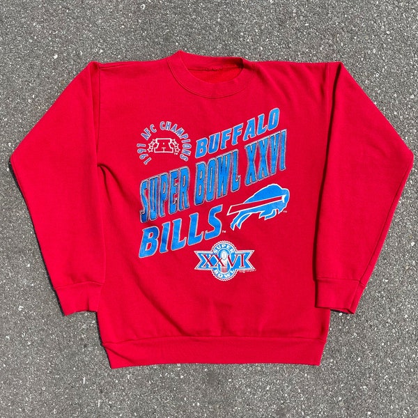 Vtg 1991 Buffalo Bills Super Bowl XXVI AFC Champions NFL Football Crewneck Sweatshirt Men’s Size (L)  / 90s Team Apparel / Streetwear