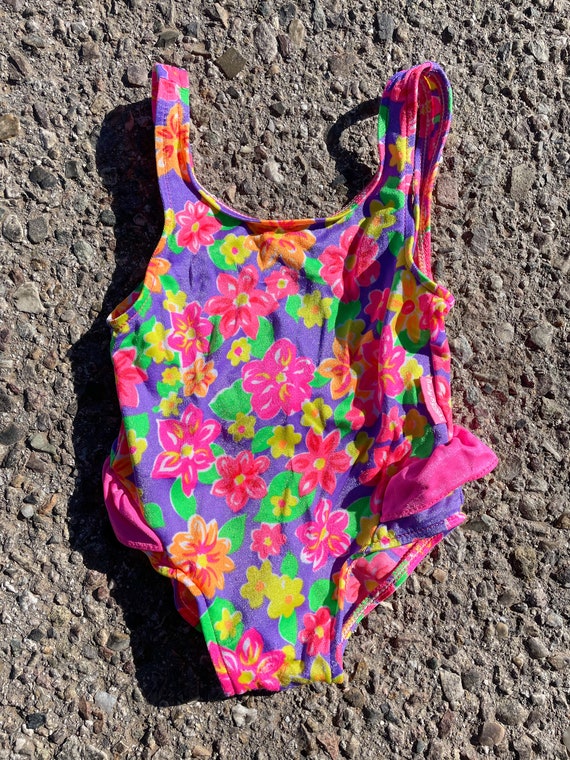 Vtg 1990s Bright Floral Baby BGosh Bathing Suit G… - image 2