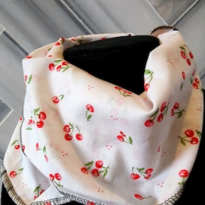 Infinity scarf bib - infant and toddler sizes -Summer cherries