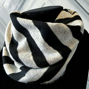 Infinity scarf bib - infant and toddler sizes -Light weight White and black stripe