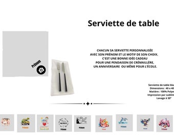 serviette de table personnalisée