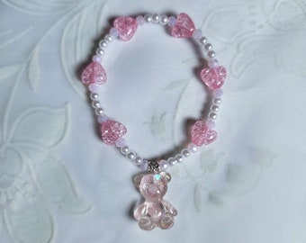 Dollette Bracelet Coquette Bracelet Pink Bear Bracelet Cute Bracelet