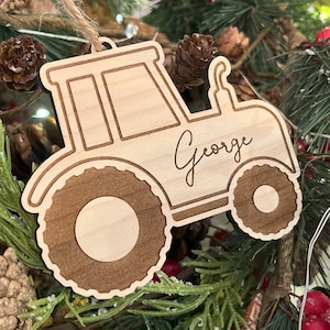 Ornamento personalizado do Natal do trator de <br> Crie Seu Próprio Produto! Ornamento infantil | Enfeite de Natal infantil | Bauble infantil personalizado de Natal 2023 |