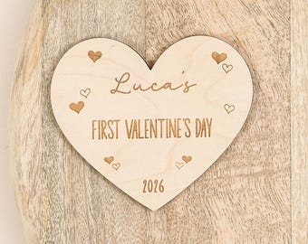 Personalised Wooden Heart Valentines Basket Tag