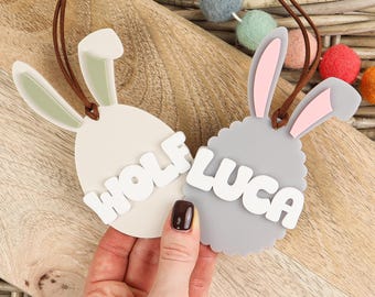 Personalised Bunny Name Easter Tag | Easter Basket Tag | Name Tag | Easter Bunny | Easter Decoration | Scalloped Bunny | Easter Gift