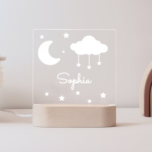 Moon and Stars Personalised Nursery Night Light  | Nursery Decor | RGB Light | Kids Gift | Nightlight | Children's Nightlight