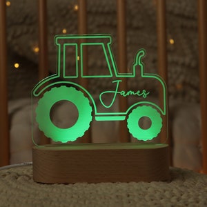 Personalised Tractor Night Light  | Nursery Decor | RGB Light | Kids Gift | Nightlight | Children's Nightlight | Digger Light |Tractor Light