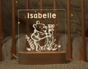 Winnie the Pooh Night Light | Personalised Children's Night Light | Toddler Night Light | Children's Bedside Nightlight | Winnie Nightlight