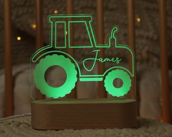 Personalised Tractor Night Light  | Nursery Decor | RGB Light | Kids Gift | Nightlight | Children's Nightlight | Digger Light |Tractor Light